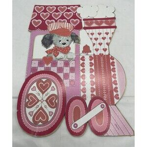 Vintage Eureka Valentines Day Card  decoration sign ephemera 1960s  Train Dog